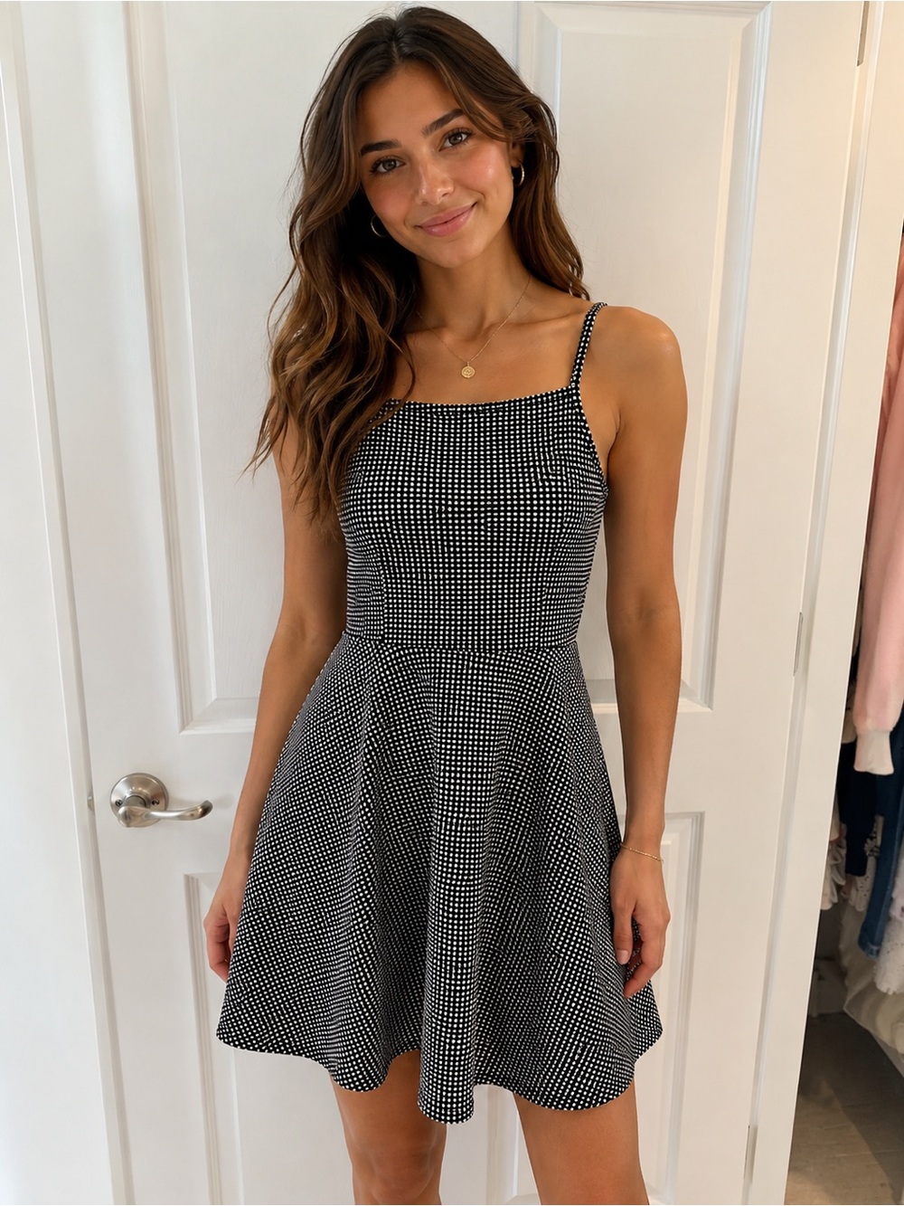 H&M Black & White Sleeveless Skater Dress